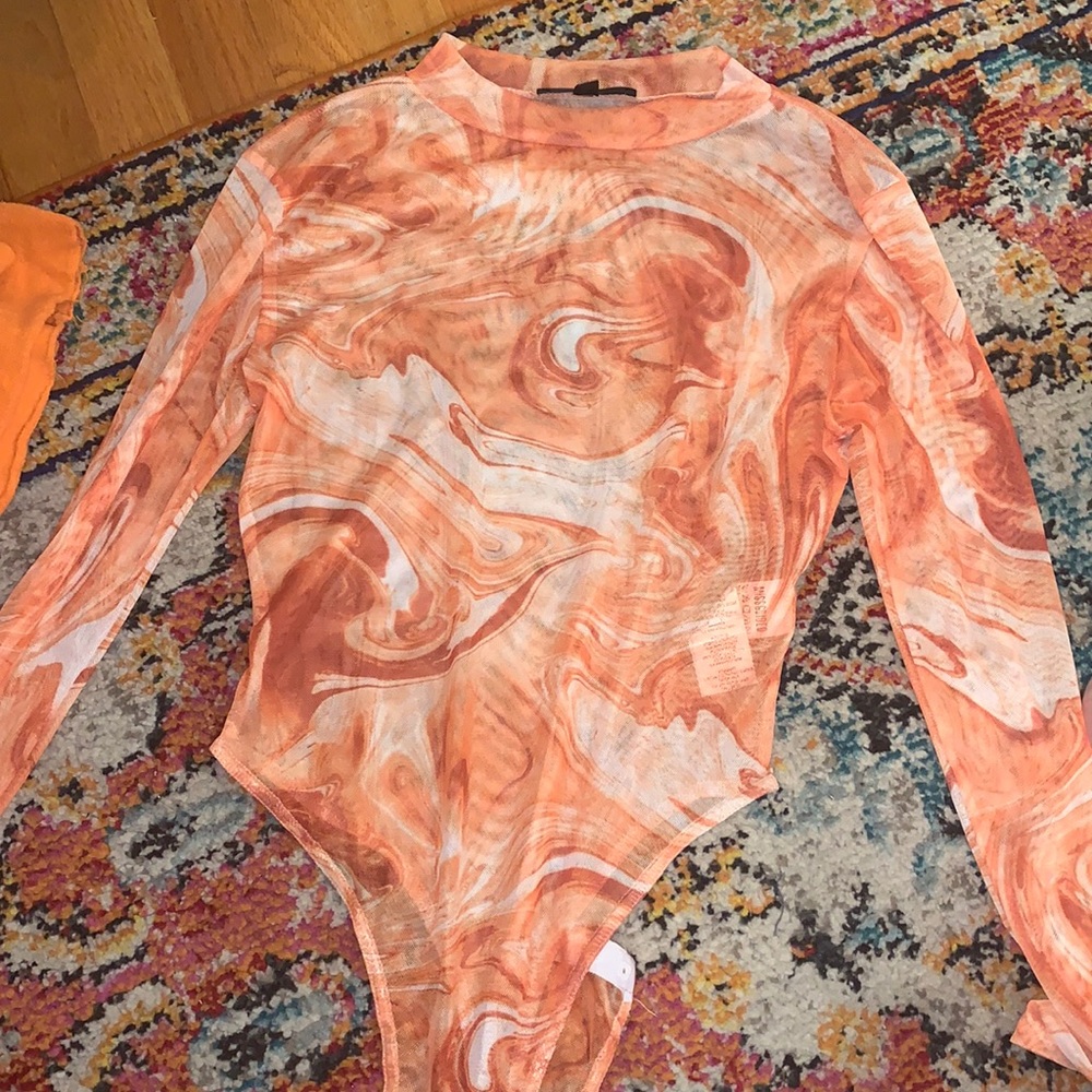 MISSGUIDED orange y2k bodysuit